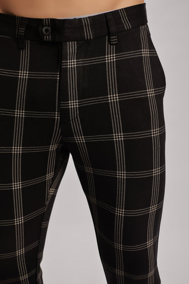 White Checkered Black Chinos