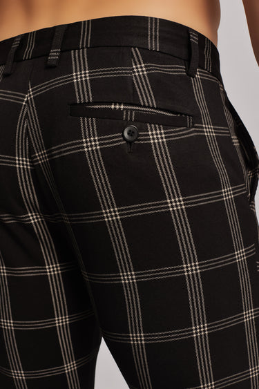 White Checkered Black Chinos